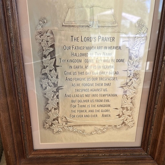 Vintage Brown Framed Lord's Prayer Wall Art - Picture 4 of 11